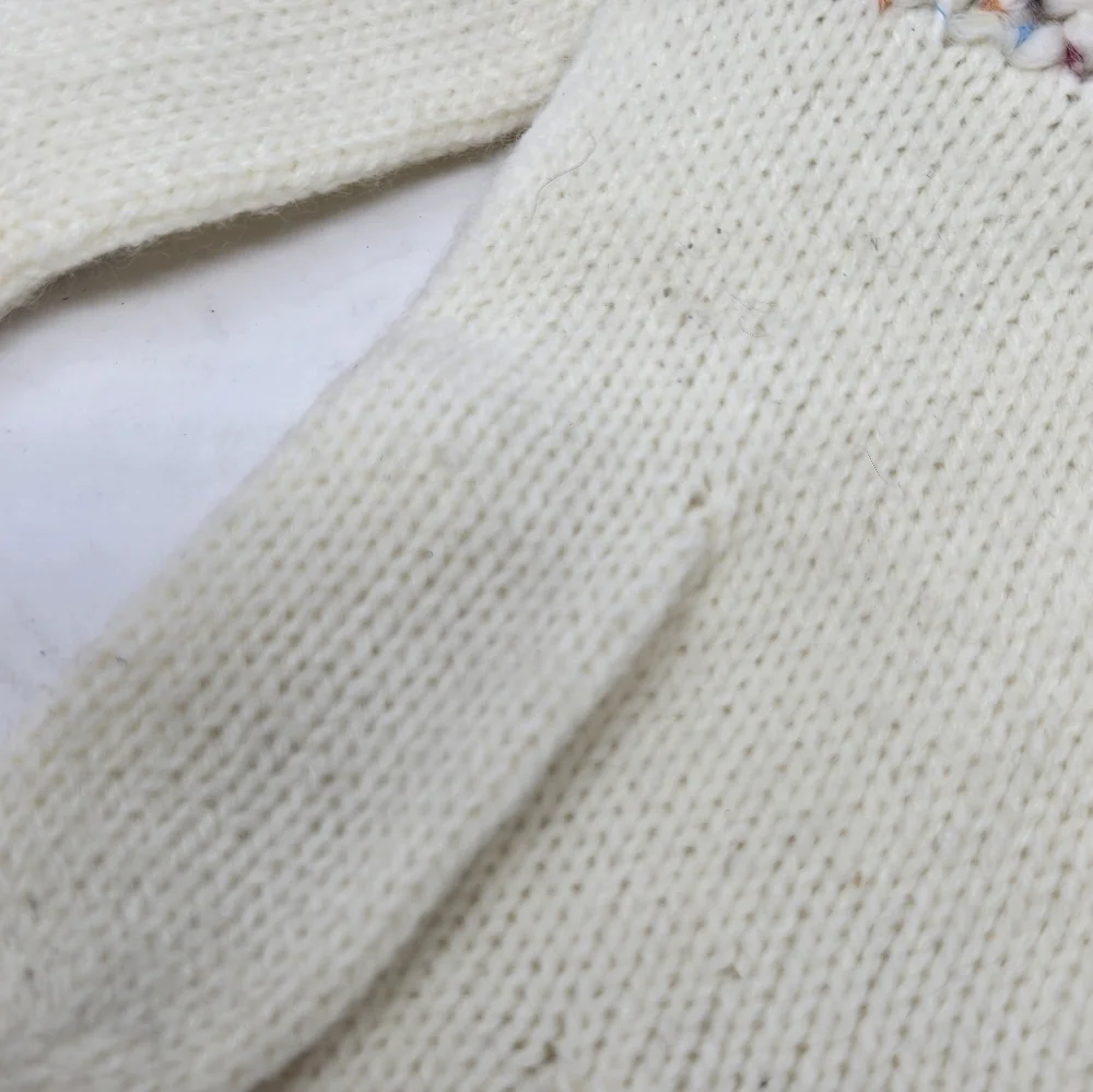 VINTAGE LIZ CLAIBORNE CREAM WOOL BLEND GLOVES BOULCE CONFETTI CUFFS WOMEN OS